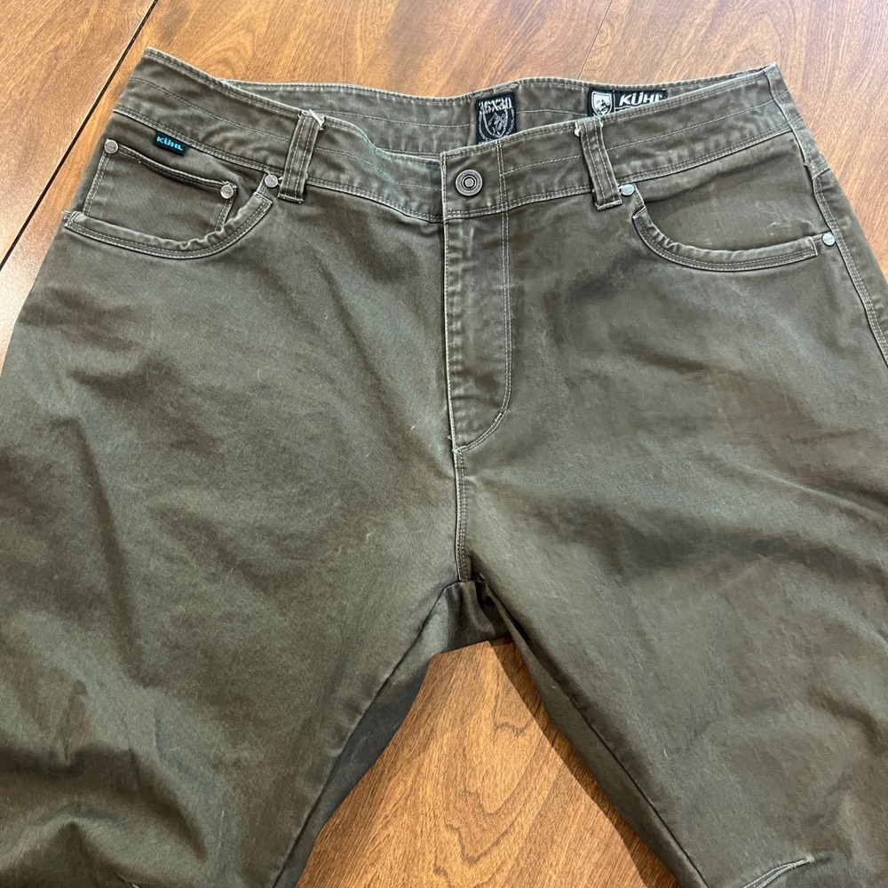 Kuhl Rydr Outdoor Pants Vintage Patina Dye Green Brown Men's Hiking Work 36 x 30 - Picture 2 of 15